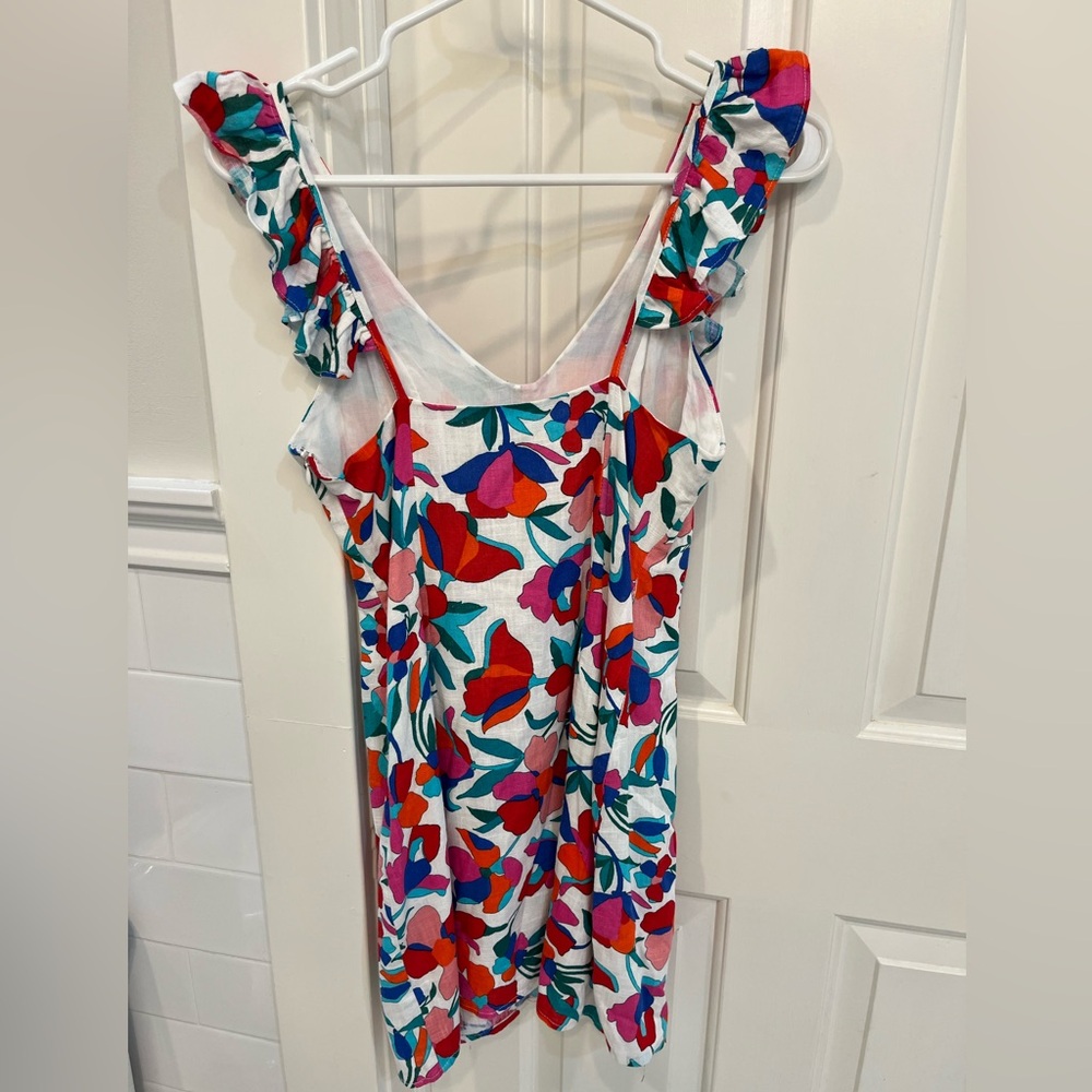 Karlie Floral Linen Blend Ruffled Button Front Dress - Multicolor (Small) | NWOT - Picture 2 of 8